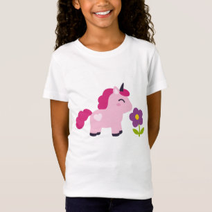 T-Shirt Unicorne rose mignonne avec une fleur