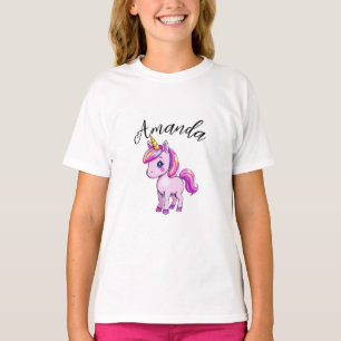 T-shirt Unicorne rose vibrant Nom de la fille