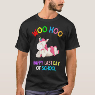 T-shirt Unicorne Rose Woo Hoo Joyeux Jour De L'École Gir