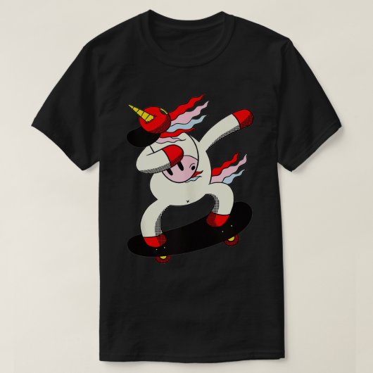 T-shirt Unicorne Skateboard Dabbing Skater Roll Fun Party  (Design devant)