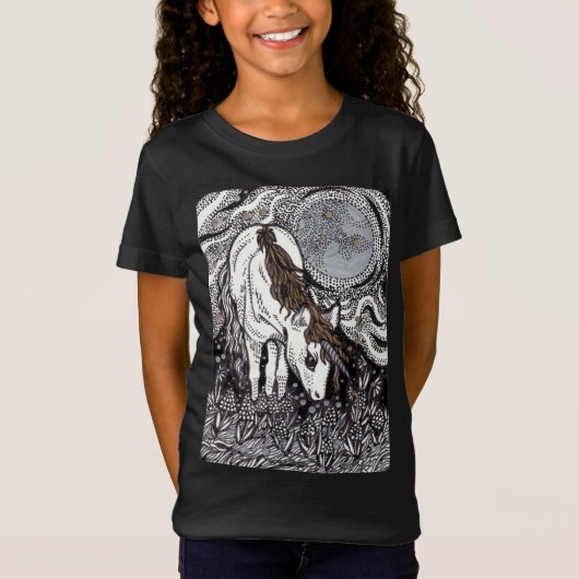 T-Shirt Unicorne sous la lune (Devant)