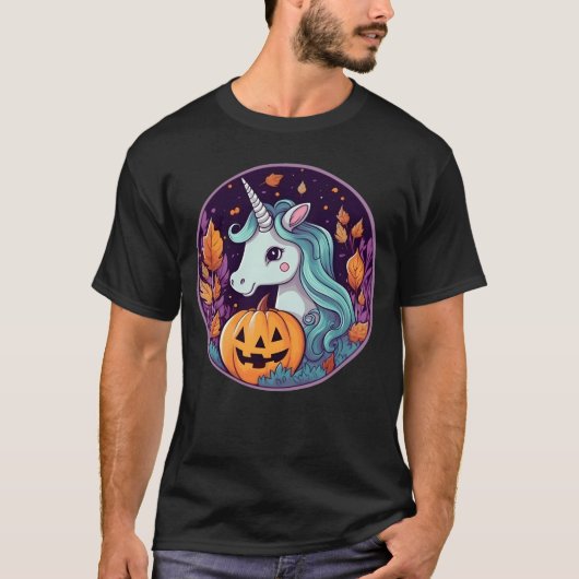 T-shirt Unicorne sur la fille d'Halloween (Devant)