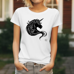 T-shirt Unicorne tribale noire