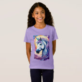 T-shirt Unicorne Violet Cosmique (Devant entier)