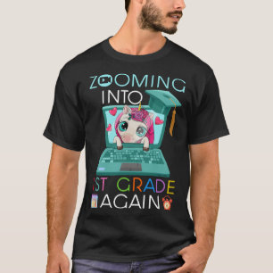 T-shirt Unicorne Virtual Retour à l'école Zooming en 1er G