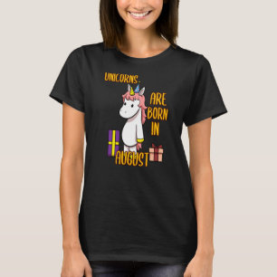 T-shirt Unicorns Rainbow Birthday Anniversaire Né Le 2 Aoû