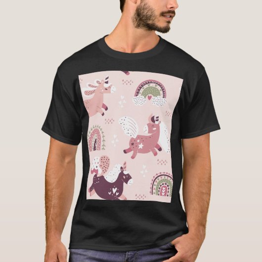 T-shirt Unicorns Rainbows : Pastel Magic Arrière - plan. (Devant)