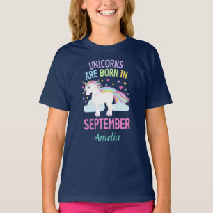 T-shirt Unicorns sont nés en septembre Personnalisé