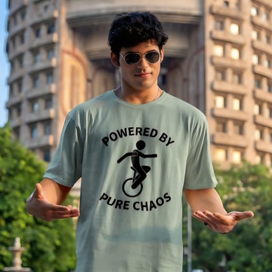 T-shirt Unicycle – Powered By Pure Chaos | Funny Cycling