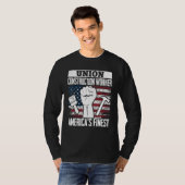T-shirt Union Construction Worker American USA Flag 4th of (Devant entier)