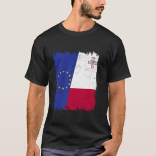 T-shirt Union Européenne Malte Semi-Drapeau UE racine malt