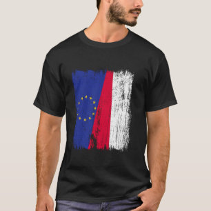 T-shirt Union européenne Pologne Demi-drapeau UE Ascendanc