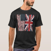 T-shirt Union Jack British American Flags Tee (Devant)