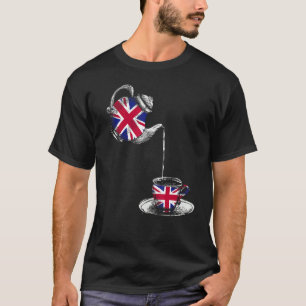 T-shirt Union Jack Flag British Teapot & Teacup