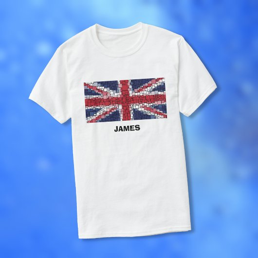 T-shirt Union Jack Flag Mosaic Design (Texte noir)