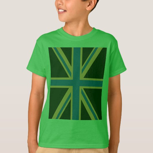 T-shirt Union Jack verte de forêt en gras (Devant)