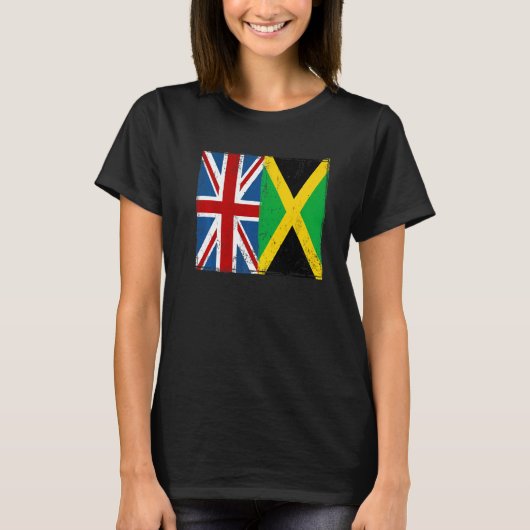 T-shirt Union Jack With Jamaican Flag & British Caribbean (Devant)