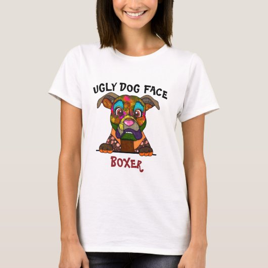 T-shirt unique Boxer laide visage chien (Devant)