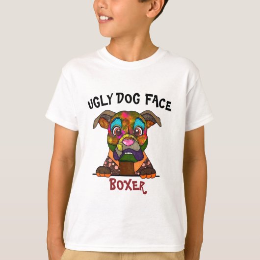 T-shirt unique Boxer laide visage chien (Devant)
