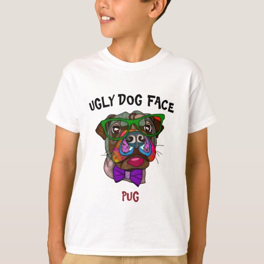 T-shirt unique Carlin laide visage chien (Devant)