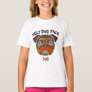 T-shirt unique Carlin laide visage chien