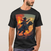 T-shirt Unique Cat Cowboy équitation Dinosaur | Cat Cowboy (Devant)