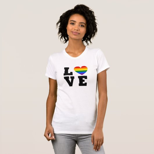 T-shirt Unique Coeur Love Stacked Rainbow Split Text (Devant entier)
