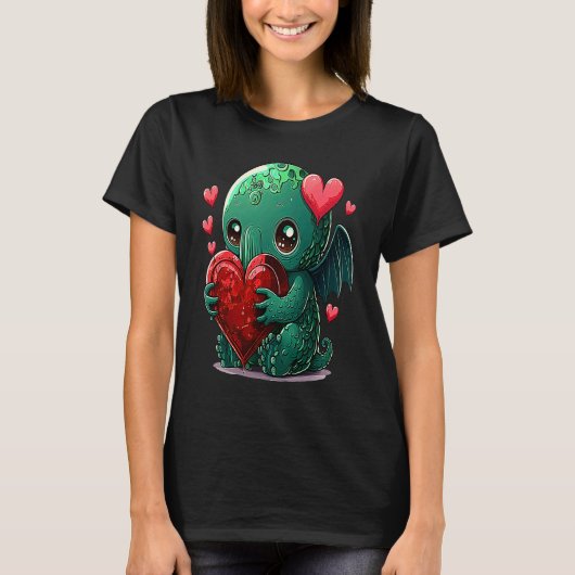 T-shirt Unique Cute Cthulhu Valentines Day (Devant)