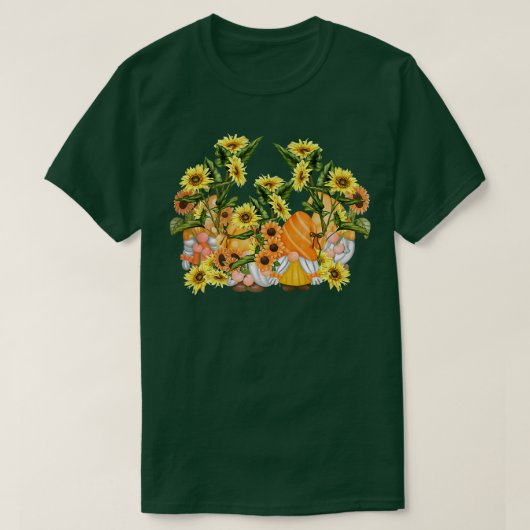 T-shirt Unique Sunflower Gnome Hippies Floral Graphisme Ar (Design devant)