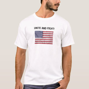 T-shirt UNIS ET COMBATTANTS ! Avec drapeau américain, lett