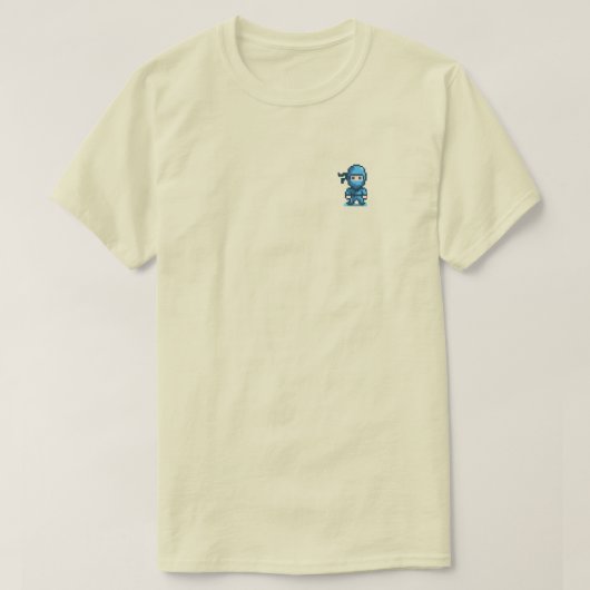 T-shirt Unisex bleu Ninja Retro Pixel Art (Design devant)