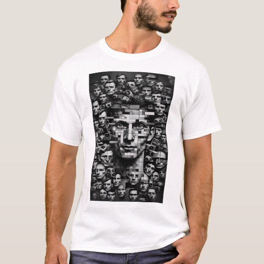 T-shirt Unisex Dystopian Control noir et blanc (Devant)