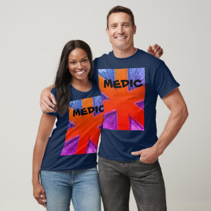 T-shirt Unisex medic rouge bleu et violet étoile de vie
