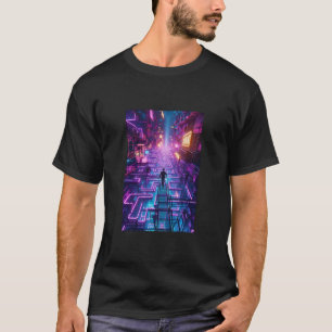 T-shirt Unisex Neon Purple Urban Maze - Dystopian City