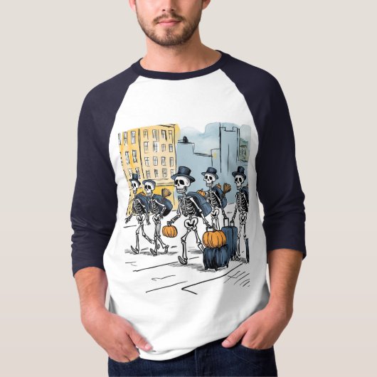 T-shirt Unisex pour vêtement de squelette Hallowee (Devant)