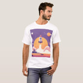 T-shirt Unisex Rocket Lancement Planet Alien Purple Stars  (Devant entier)