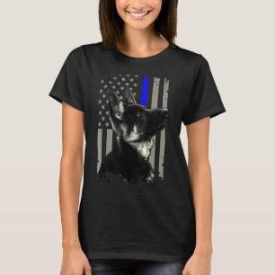 T-shirt Unité berger allemande Mince Ligne bleue Drapeau P