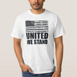 T-shirt United on stand fine ligne bleue Grunge USA Flag