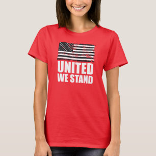 T-shirt United on stand fine ligne bleue Grunge USA Flag