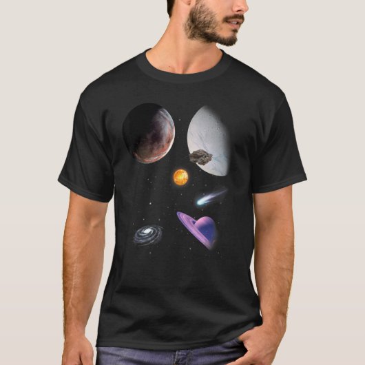 T-shirt Universe Galaxy Motif Solaire système coloré Planè (Devant)