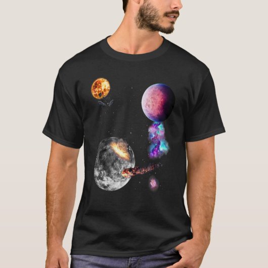 T-shirt Universe Space Motif Galaxy Système solaire coloré (Devant)