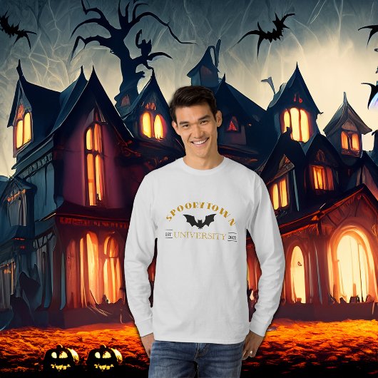 T-shirt Université Spookytown Halloween Long Manche
