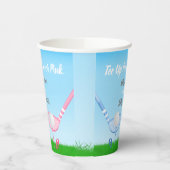 T-shirt Up Blue of Pink Golf Gender onthulling Bab Papieren Bekers (Links)