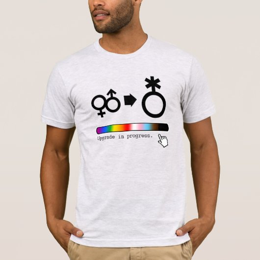 T-shirt 'Upgrade in Progress Pride' (Voorkant)