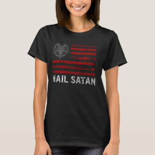 T-shirt Upside Down Cross 666 Drapeau américain Tous Hail