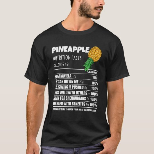 T-shirt Upside Down Pineapple Pineapple Nutrition Facts Sw (Devant)