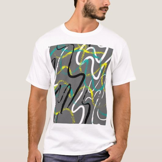 T-shirt Urbain Abstrait : Grunge Wave Lines. (Devant)
