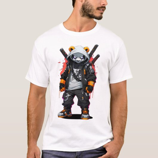 T-shirt Urbain Ninja Panda : Street Samurai Vibes (Devant)