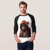 T-shirt Urban Chimp – Cool Chimpanzee with Hoodie and Gold (Devant entier)