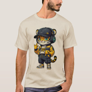 T-shirt Urban Claw Tiger Cub Chat DJ de streetwear cool